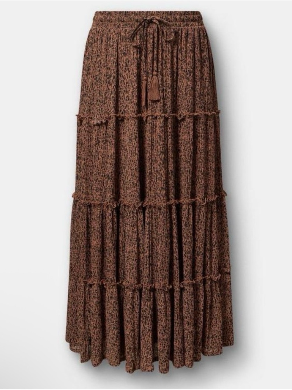 Torrid Bohemian Leopard Print Tiered Maxi Skirt Tassel Drawstring - 0X - NWT! - Picture 8 of 10